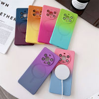 เคสโทรศัพท์แม่เหล็กเจลลี่ไล่ระดับสีสำหรับ Huawei Mate 50 40 20 Pro Plus สีลูกอมแฟชั่น Magsafe สำหรับ Huawei P30 P40 P50 Pro กล้องป้องกันเต็มรูปแบบเคสกันกระแทกเลนส์กระจก