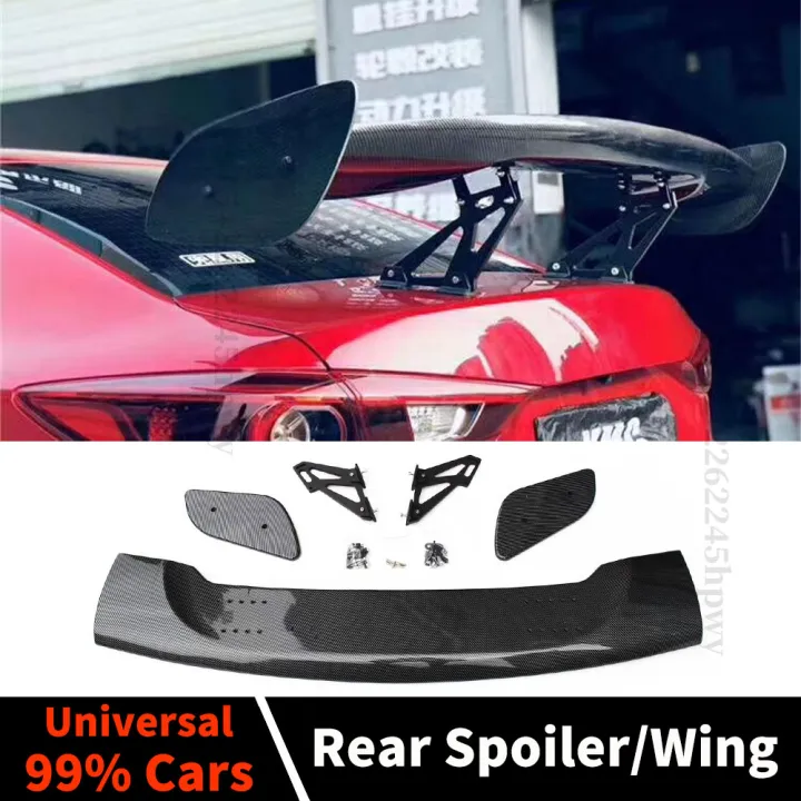 Universal GT GTR Style Carbon Fiber Rear Spoiler Wing Tail Splitter ...