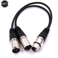 【HOT】 3Pin Female to 2 Male Plug Y 30cm Wire for Amplifier Headphone