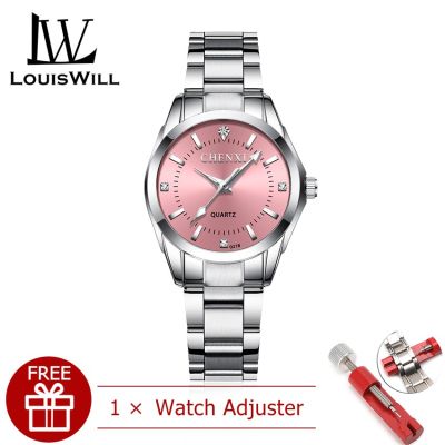 Louiswill นาฬิกาข้อมือควอทซ์แฟชั่น กันน้ํา สีชมพูกุหลาบ สไตล์นักธุรกิจ หรูหรา สําหรับผู้หญิง