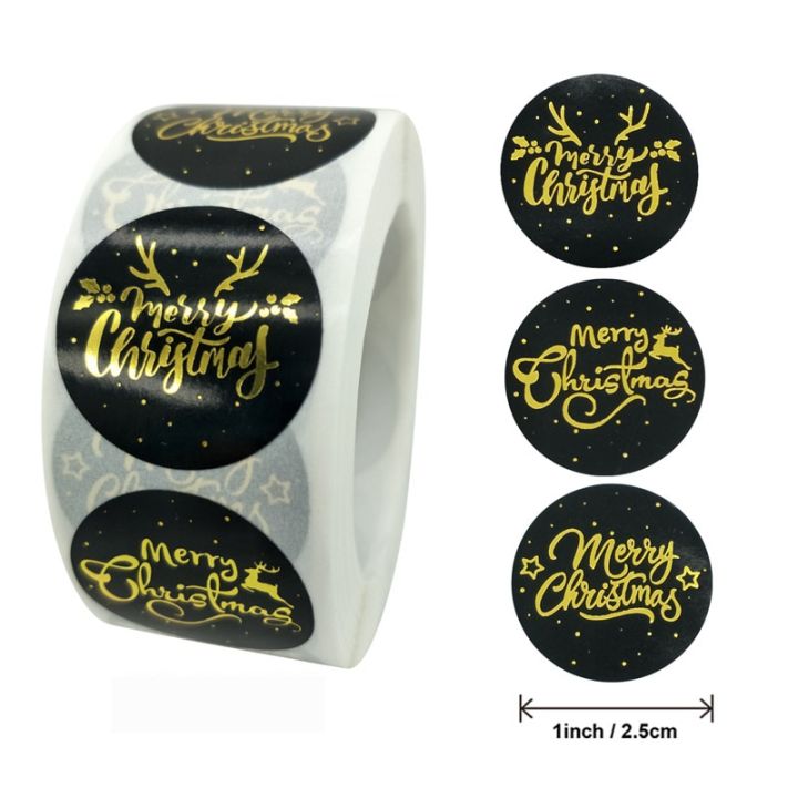 500pcs-1inch-black-hot-stamping-sticker-new-year-2023-merry-christmas-stickers-gift-sealing-labels-holiday-candy-bag-box-decor-stickers-labels