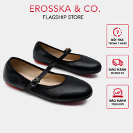 Erosska - Giày nữ đế bệt mũi tròn quai ngang màu đen - ef012 thumbnail