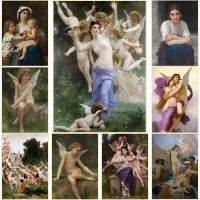 วิลเลียม Bouguereau คลาสสิกงานศิลปะโปสเตอร์ผ้าใบภาพวาดสีน้ำมันผู้หญิงรูปผนังศิลปะ