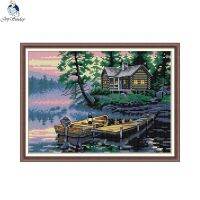 ✽ Joy Sunday Counted Cross Stitch Kits Waterfront Home Pattern Hand Embroidery Line Landscapes Paintings Handmade Decoration Gift