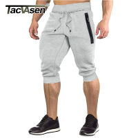 TACVASEN Cotton Running Shorts Men S Sports 34 Capri Pants Below Knee Length Joggers Workout Gym Fitness Zipper Pocket Shorts...