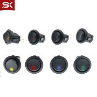 4PCS 20A 12V 3Pin Toggle Switch Red Green Blue Yellow LED Dot Light Round Boat Rocker Switch SPST On Off Switch for Car Auto