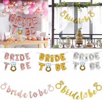 【CC】 16inch Gold Bride to Balloons Bunting Bachelorette Wedding Engagement Hen Bridal Shower Decorations