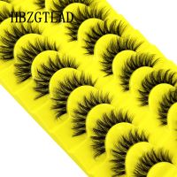 HBZGTLAD 10Pairs Transparent Band Lashes Natural Long 3D Faux Mink False Eyelashes Handmade Fluffy Volume Eye Lash Cilios Makeup