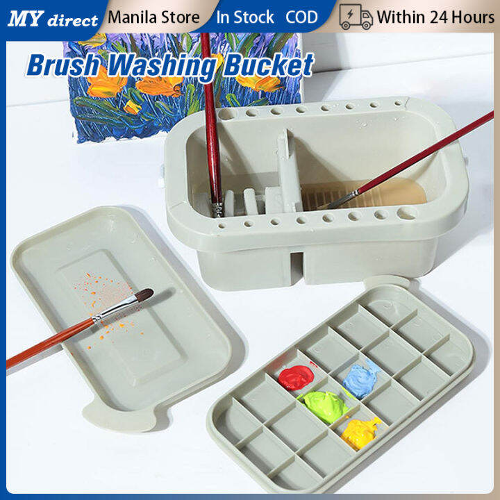 Paint Brush Washing Bucket Multifunction Palette Pen Art Pencil Washer