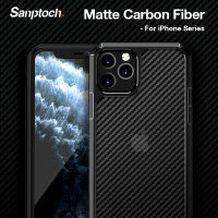 Sanptochเคสโทรศัพท์คาร์บอนไฟเบอร์แมตต์สำหรับiPhone 13 12 11 Pro MaxทหารกันกระแทกฝาหลังสำหรับiPhone X Xs Max XR 7 8บวกSE 2020กรณีเลนส์เคสป้องกัน