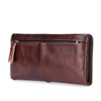 ZZOOI Hot Sale Mens Wallet Genuine Leather Men Clutch Wallet Fashion Brand Long Man Purses Cow Leather Card Holder Coin Pocket Purse