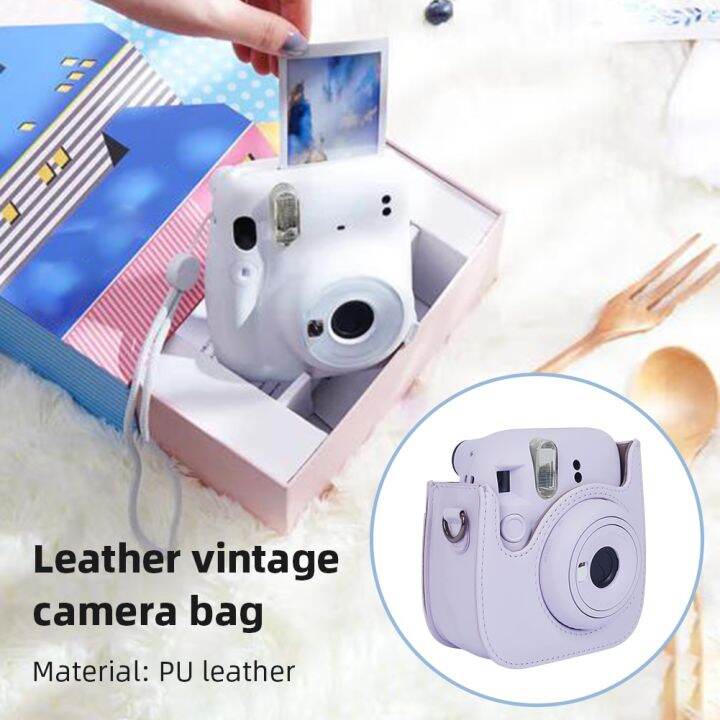 กระเป๋าเคสใส่กล้องหนัง-pu-สำหรับ-fujifilm-instax-mini-12-11-9-8กล้องย้อนยุคฝาครอบป้องกันกระเป๋ากันรอย