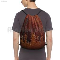 ◈㍿ Copper Bronze Backpack Drawstring Bags Gym Bag Waterproof Copper Bronze Corroded Degraded Surface Texture Rust Rough