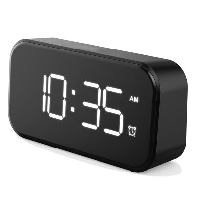 Digital Alarm Clock Bedside Clock for Bedrooms with 6 Levels of Brightness Snooze(Black Appearance + White Font)