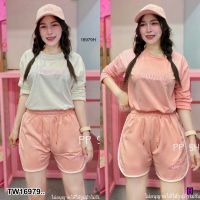 J16979 Set 2 ชิ้น เสื้อแขนยาว + กางเกงขาสั้น Set of 2 pieces: long sleeve shirt + shorts