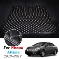 พรม Alas Bagasi Mobil หนังสำหรับ Nissan Altima L33 2013-2018แผ่นรองแผ่นรองกระโปรงหลังรถท้ายรถไลเนอร์กระบะ Teana 2014 2015 2016 2017