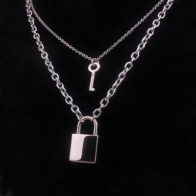 【CC】 New 2020 stainless steel chains punk padlock necklaces for women rock hiphop key lock necklace men chic gifts
