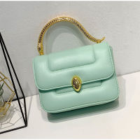 2021 New Shoulder Cross Body Bags For Women Candy Color Clutch Bags Double Snake Head Metal Chain Design Magnetic Button Handbag