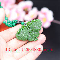 ธรรมชาติสีเขียวจีนหยกผีเสื้อจี้ลูกปัดสร้อยคอแฟชั่นเสน่ห์ Jadeite เครื่องประดับแกะสลักพระเครื่องของขวัญสำหรับผู้หญิง Men