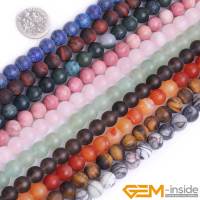 Natural Semi-Precious Gem Stones Frosted Matte Round Beads For Jewelry Making Strand 15" DIY Jewelry Bead For Bracelet Necklace Cables