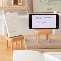 [Fast delivery] Wooden lazy mobile phone stand solid wood creative chair ipad flat seat desktop small ornaments online class new small stool Increase and stabilize