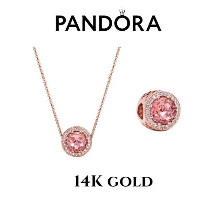 pandora-เงิน925-สร้อยคอ-6สีเลือกได้-round-brilliant-halo-necklace-ของขวัญสำหรับคนพิเศษ-ของแท้-100