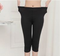 lady summer knee length solid black capris women slim fitted pencil short pants female mujer stretch leggings