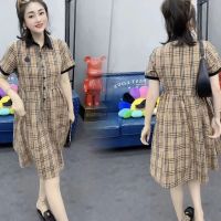 Burberry Dress 2023 New Plaid Dress Summer Small Fragrance Dress British Princess Dress Shirt Skirt Long Female