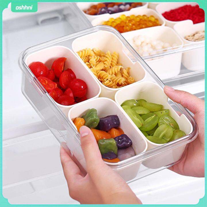oshhni Divided Veggie Tray with Lid Sealed Sectioned Fruit Snack