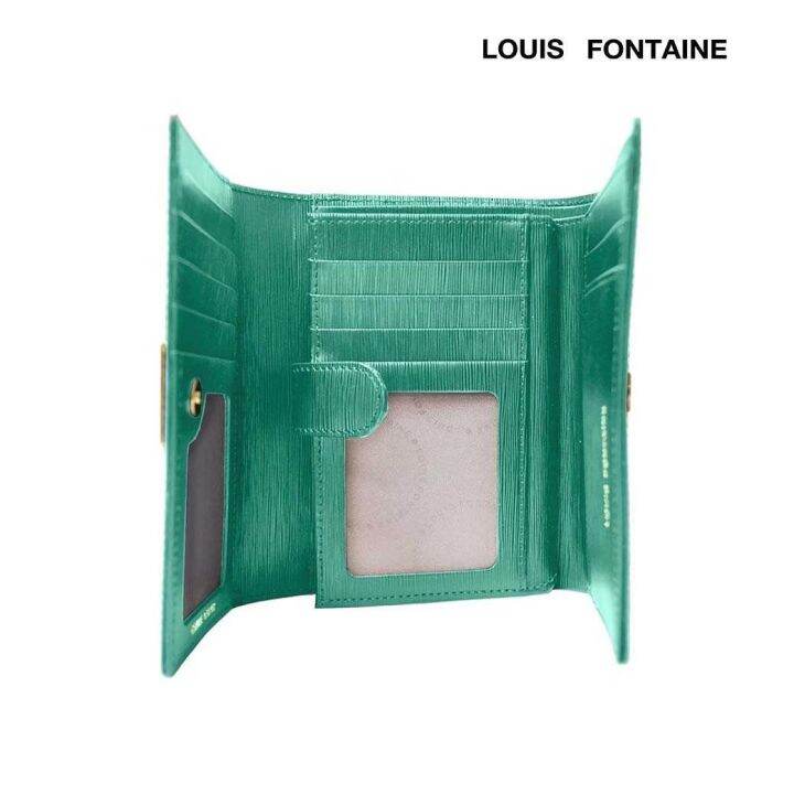 louis-fontaine-กระเป๋าสตางค์-3-พับกลาง-รุ่น-gems-สีเขียว-lfw0014