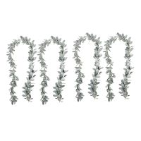 6 Pcs Artificial Flocked Lambs Ear Garland - 6Ft/Piece Soft Faux Vine Greenery and Leaves for Framhouse Decor