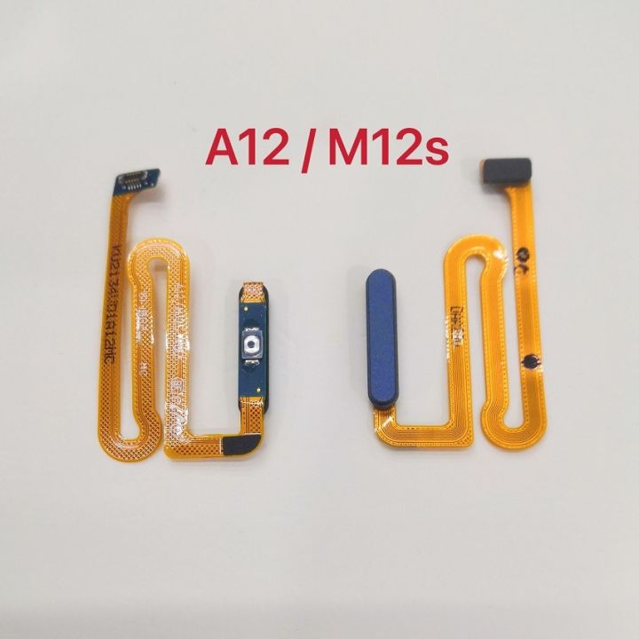 ต้นฉบับเหมาะสำหรับ Samsung A12 A125F M12 M127F ปุ่มลายนิ้วมือเปิดปิดเพาเวอร์ริบบิ้นดิ้นควบคุมกุญแจปลดล็อค M12S