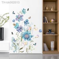 ✧ Blue Flowers Eco-friendly Wall Stickers for Dining Room Bedroom Home Decor Art Butterfly PVC Wall Posters DIY Decoration Decals