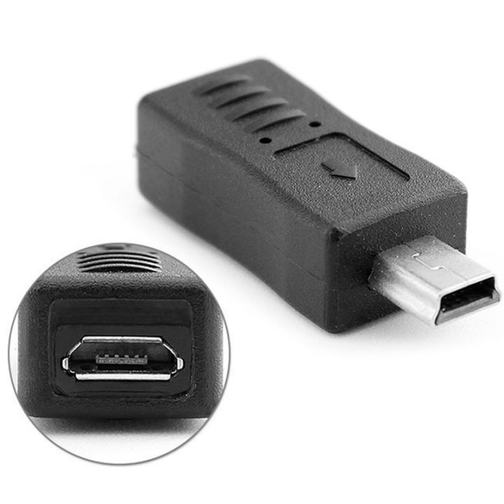 ตัวแปลงอะแดปเตอร์สีดำสำหรับ Charger Adaptor เป็นมินิ USB ตัวผู้ไมโคร USBตัวเมียอเนกประสงค์