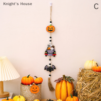 Knights House จี้ลูกปัดไม้ฮาโลวีนเครื่องประดับแขวนรูปค้างคาวฟักทองคำพังเพยสำหรับตกแต่งผนังบ้านงานปาร์ตี้