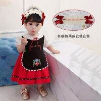 [COD] Glass of wine princess 2022 new baby girl cute summer short-sleeved fake two-piece dress