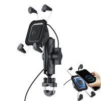 ✳ ที่วางโทรศัพท์มอเตอร์ไซค์ 15W Wireless Charger USB QC3.0 Fast Charging Bracket Bike Smartphone Stand 360 Mobile Cellphone Support