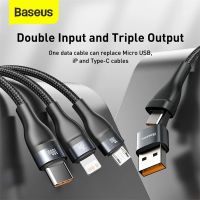 Baseus 100W Fully Compatible U+C to M+L+C Fast Charging Data Cable สายชาร์จ อุปกรณ์ชาร์จไฟ