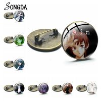 Anime Serial Experiments Lain Pin Brooch Cartoon Character Metal Lapel Pins Round Glass Dome Badge Brooches Clothes Jewelry Gift