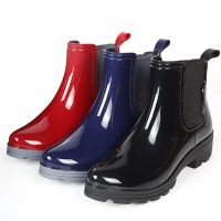 HOT★Miaoguan Galoshes ยางรองเท้าแฟชั่นรองเท้าบูทหน้าฝนกันน้ำสำหรับสุภาพสตรีผู้หญิง Pvc Boot ท่อ2022ผู้หญิง Rainboots Botas De Lluvia