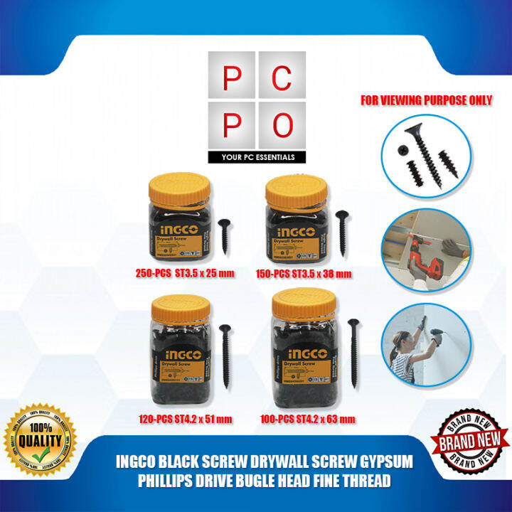 Ingco Black Screw Drywall Screw Gypsum Phillips Drive Bugle Head Fine