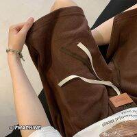 ☒▦™ Brown retro casual sports shorts mens American style high street oversize basketball running boxing pants for summer wear