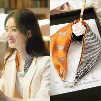 ☋♕☞ New pearl buckle long necklace silk scarf female simple summer decorative spring and autumn retro all-match