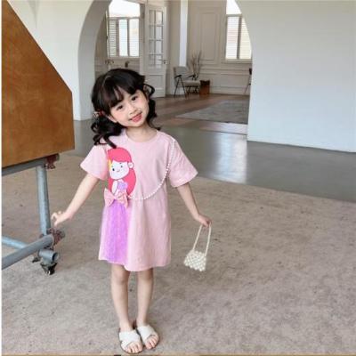 ชุดเดรสผู้หญิง เดรส ชุดเดรส dress เดรสผู้หญิง ชุดเดรสสวยๆหรู 038 ชุดมินิเดรสสีชมพูสกรีนรูปเด็กผู้หญิง (สินค้าพร้อมส่งในไทย)