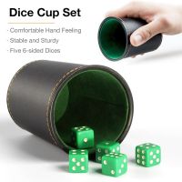 【LZ】 PU Leather Dice Cup Set para jogo de mesa Flanela Dice Cup estável resistente confortável sensação de mão 5 lados Dices PU