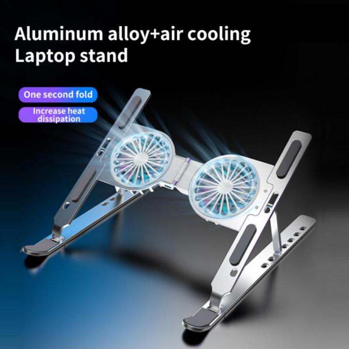 aluminium-alloy-laptop-stand-holder-with-cooling-fan-rgb-light-portable-foldable-notebook-holder-for-12-17-inch-laptop-tablet-laptop-stands