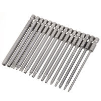 16Pcs 100mm Long Alloy Steel Magnetic Head Cross Phillips Hex Screwdriver Bits Set Torx Head Hex Driver Bits