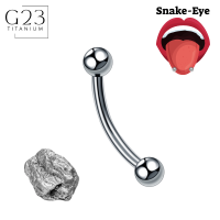 Titanium G23 Snake eyes piercing banana, 16g (1.2mm)/14g(1.6mm) with two 3mm balls - ไททาเนียม G23 กล้วยตางู 16g (1.2mm)/14g(1.6mm) พร้อมลูกบอล 3mm สองลูก