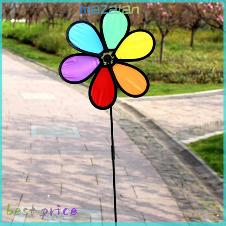 mazalan-ใหม่สีสันสายรุ้ง-dazy-flower-spinner-wind-garden-yard-ตกแต่งกลางแจ้ง