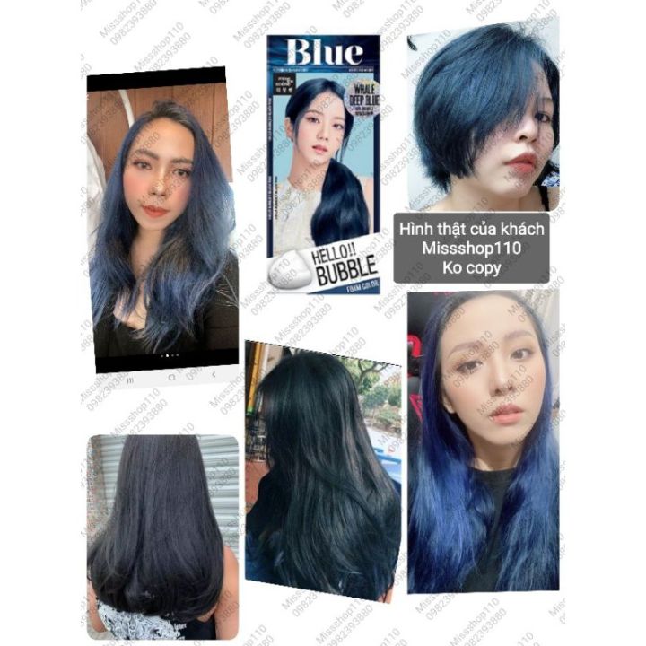 Bạn là fan của Blackpink và muốn có kiểu tóc giống các cô nàng idol này? Hãy lựa chọn THUỐC NHUỘM TÓC XANH DƯƠNG ĐEN KHÓI HELLO BUBBLE BLACKPINK, giúp bạn trở nên nổi bật và phong cách hơn. Xem ngay hình ảnh để chứng kiến sự đẹp xuất thần của màu tóc này.